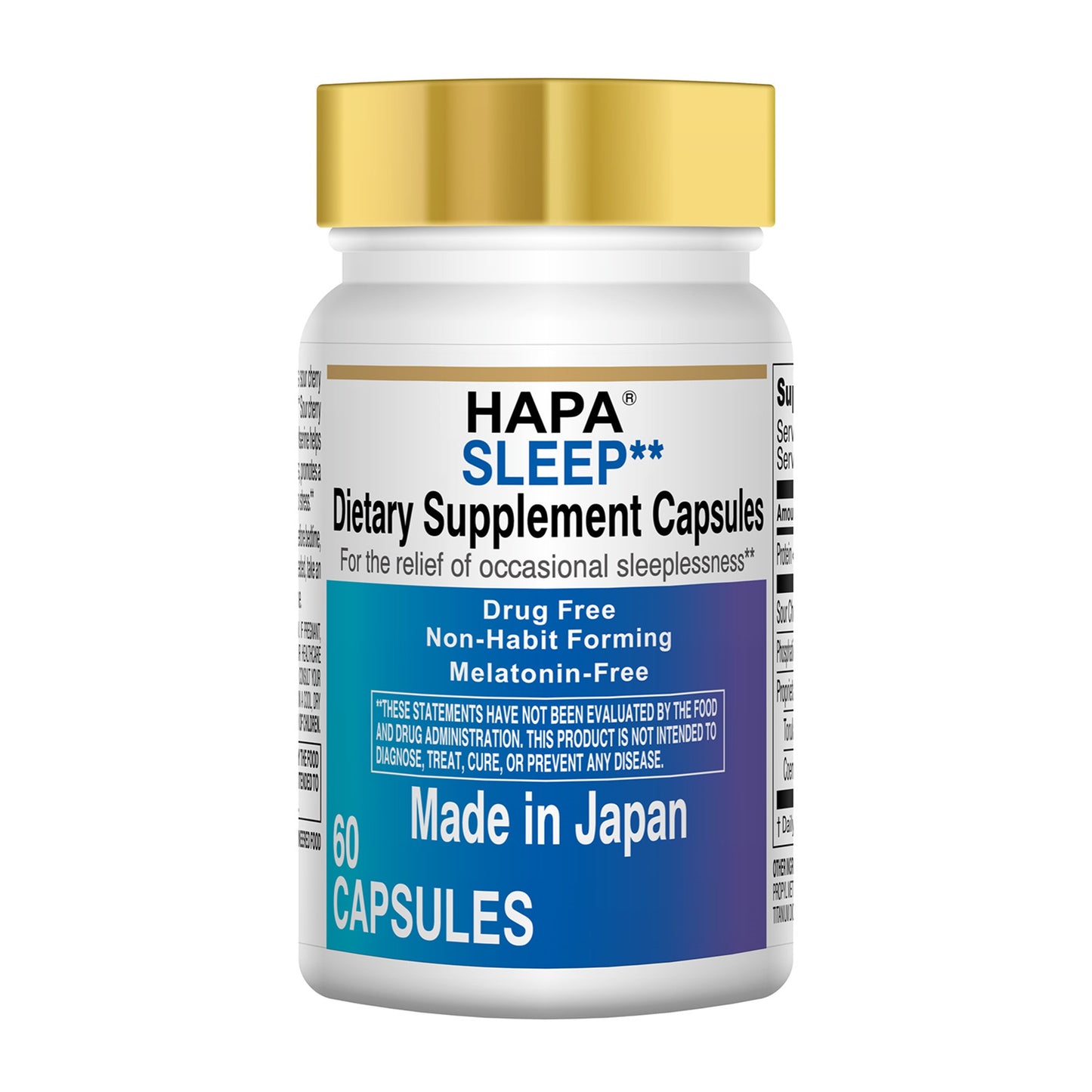 HAPA-Japan Melatonin Free Sleep Aid Supplement,Phosphatidylserine, Coenzyme Q10, Adults,60 Capsules, 30-Day Supply