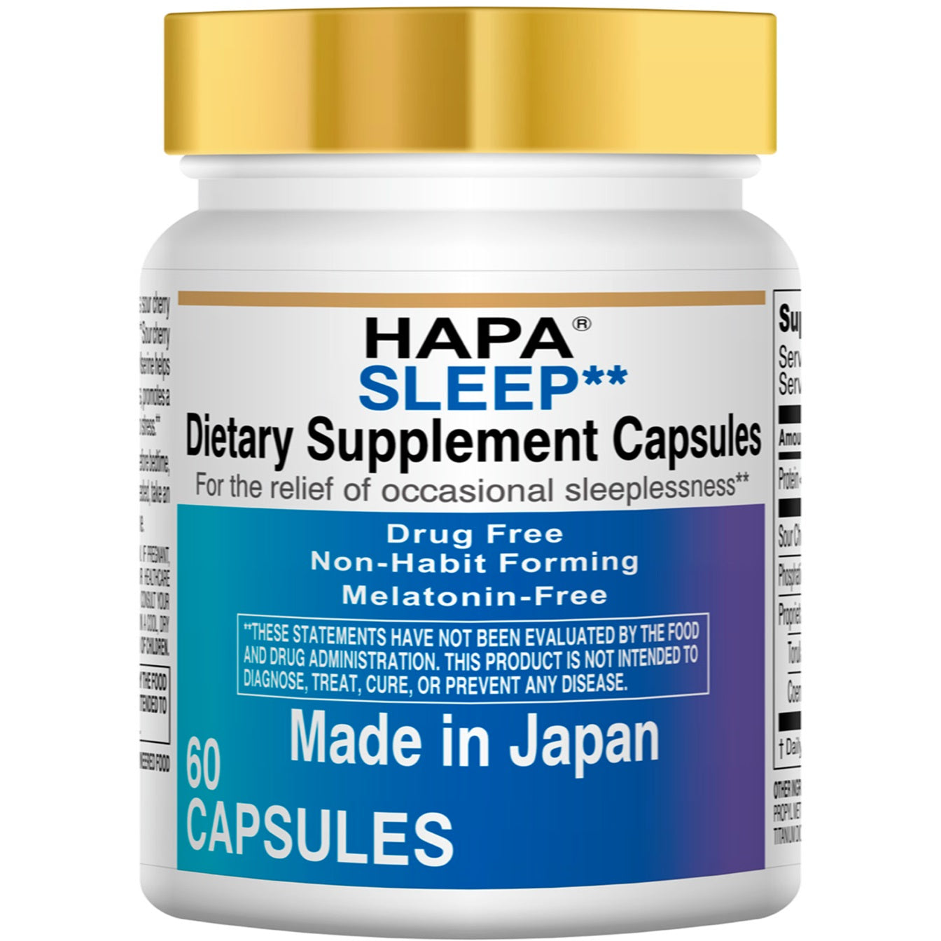 HAPA-Japan Melatonin Free Sleep Aid Supplement,Phosphatidylserine, Coenzyme Q10, Adults,60 Capsules, 30-Day Supply